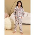thumbnail image 2 of Pijamas navideños para niñas y niños, ropa de dormir de franela suave y cálida, pijama con capucha, Onesies con estampado gris, Invierno, 2 of 4