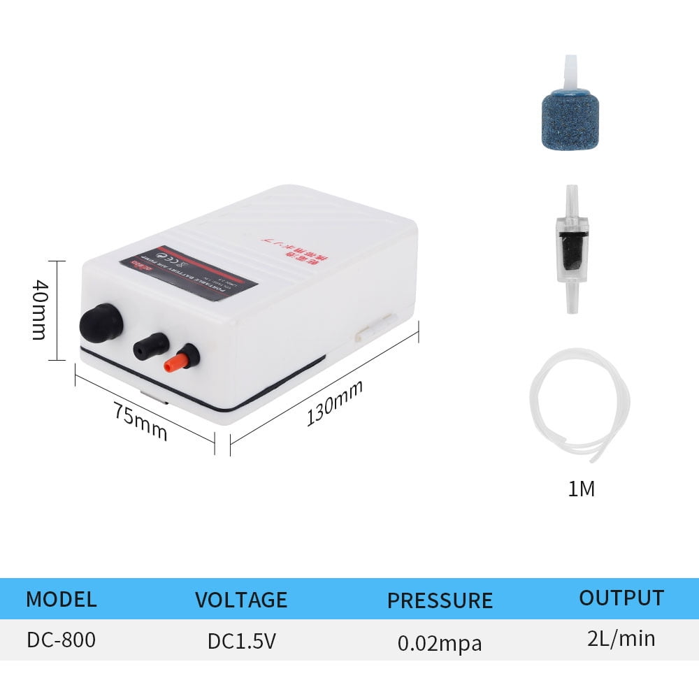 Battery Aquarium Air Pump, Quiet DC-800 Backup Fish Tank Air Bubbler, Portable Power Outage Aerator Emergency Oxygen Diffuser, Keeps Fish Safe & Bait Minnow Shrimp Alive