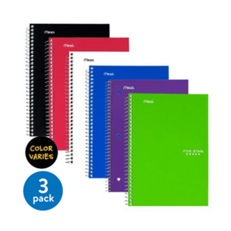 (3 pack) Five Star Wirebound Notebook, 2 Subject, College Ruled, 6