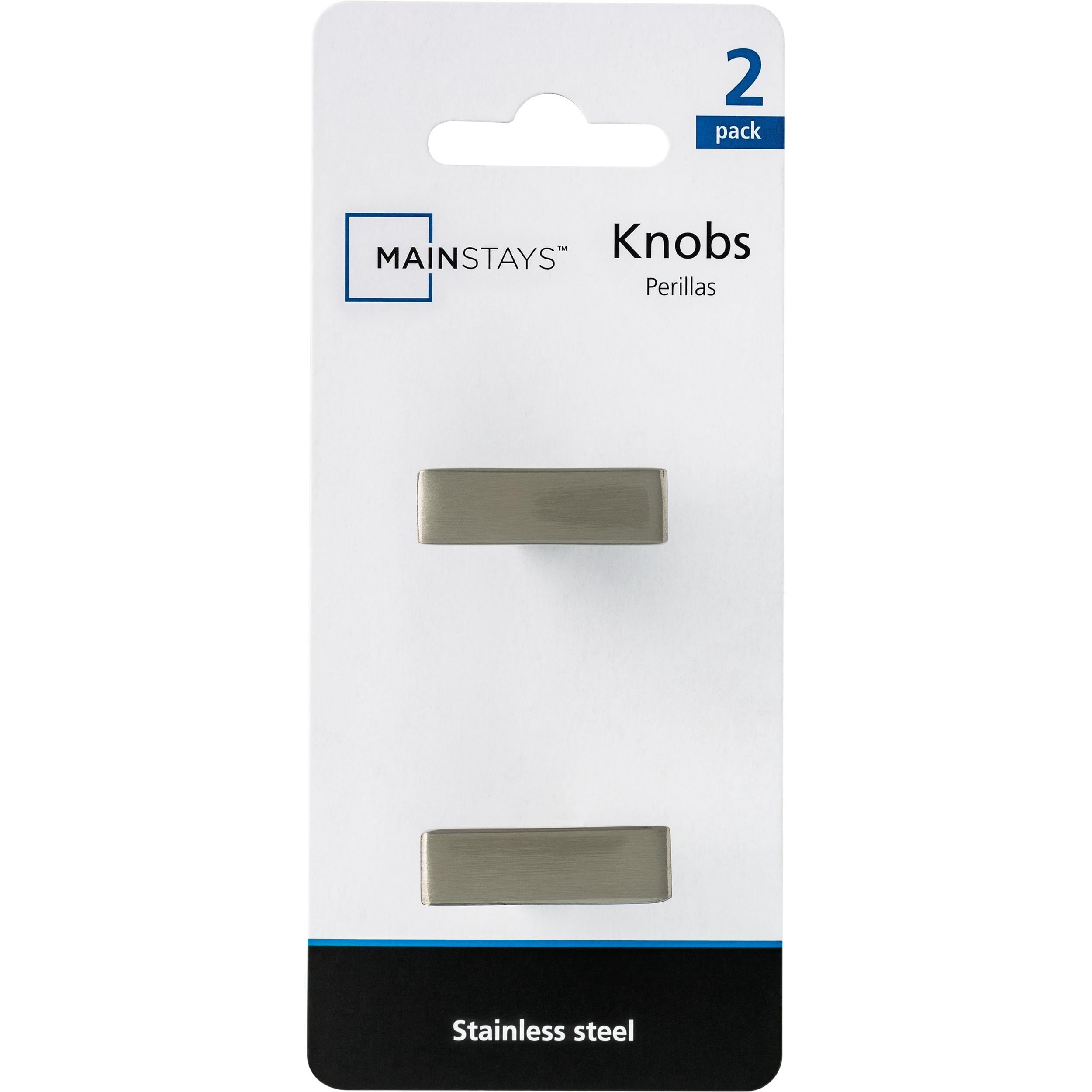 (3 pack) Mainstays Simple Modern Square 1-1/4 in. (32 mm) Stainless Steel Cabinet Bar Knob (2-Pack)