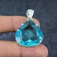 thumbnail image 3 of Adidev 30 Carat Blue Topaz Gemstone Triangle ShapeSky Blue Color 925 Sterling Silver Pendant for Women, 3 of 5