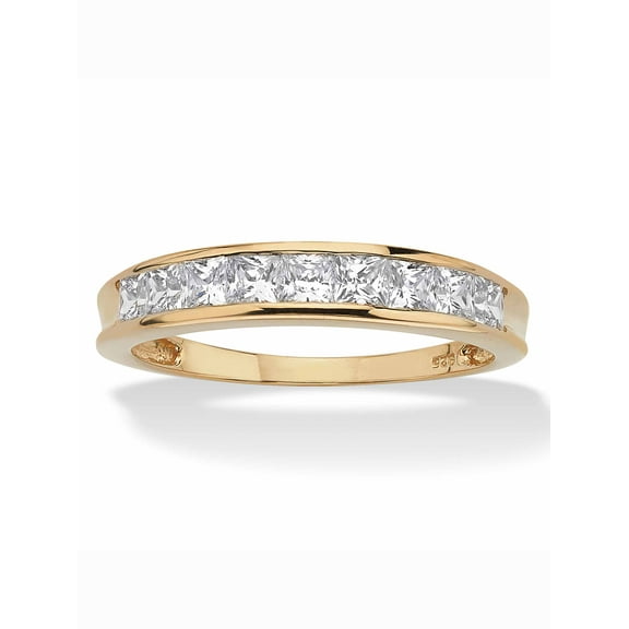 PalmBeach Jewelry 18K Yellow Gold-plated Sterling Silver Princess Cut Cubic Zirconia Channel Set Wedding Band Ring