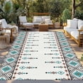 thumbnail image 2 of Teal Black Boho Outdoor Rug for Patio/Deck/Porch, Non-Slip Large Area Rug 6 x 9 Ft, Vintage Ethnic Tribe Abstract Art Retro Indoor Outdoor Rugs Washable Area Rugs, Camping Rug Carpet Runner, 2 of 8