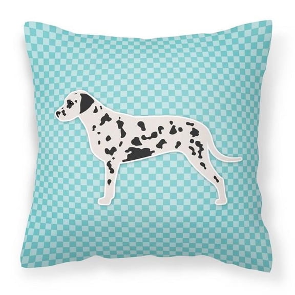 Carolines Treasures BB3683PW1818 Dalmatian Checkerboard Blue Fabric Decorative Pillow