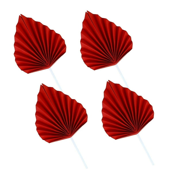 Juego de 4 adornos para tartas, mano de obra exquisita, papel de amplia aplicación, hojas de palma verticales, suministros de decoraciones para fiestas