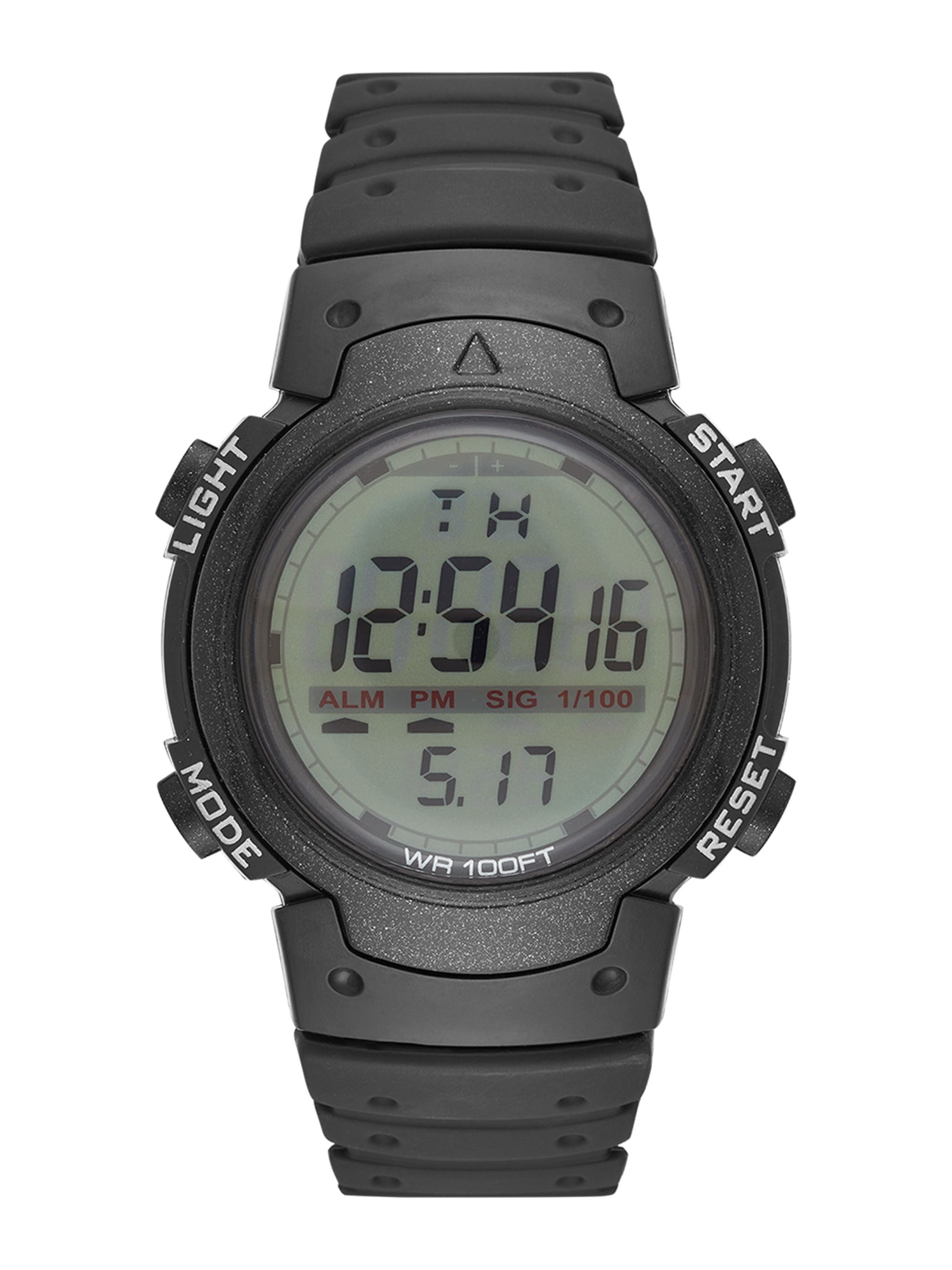 Men's Digital Watch: Black Case, Positive Display, Plastic Band (FMDOGE012)