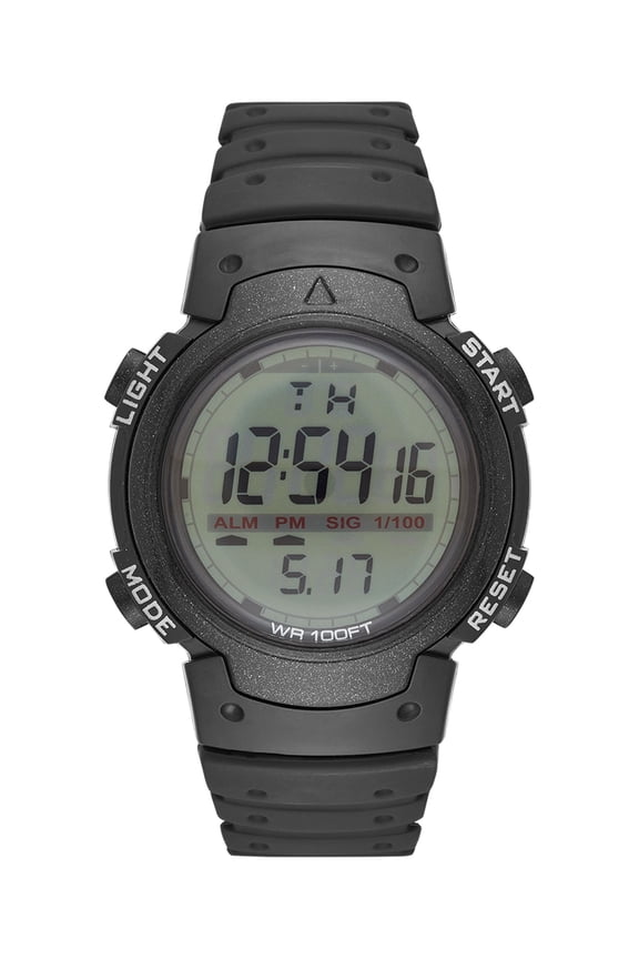 Men's Digital Watch: Black Case, Positive Display, Plastic Band (FMDOGE012)