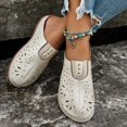 thumbnail image 5 of Ladies' Fashionable Plus Size Slippers with Hollow Pattern on the Toe Solid Color Wedge Heel Thick Sole White 41, 5 of 6