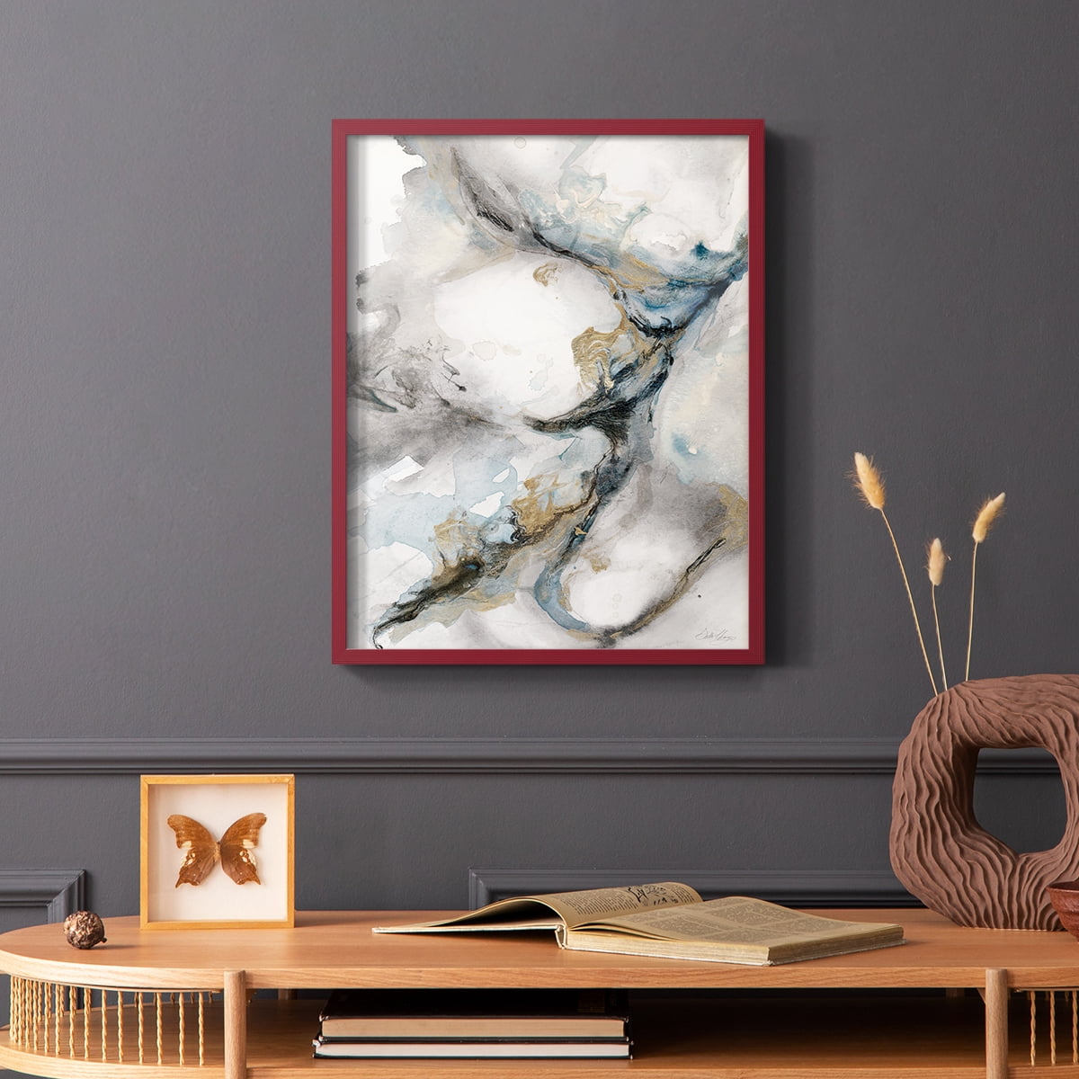 Meandering in Red Solid Wood 8 x 10 Framed Print