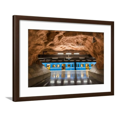 Stockholm, Sweden, Northern Europe. Decorated underground metro station. Framed Print Wall Art By Marco