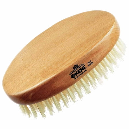 Kent BB Military Hair Brush for Men with 100% Natural Boar Bristle for Mens Grooming, Mustache and Beard Brush for Men, Military Wave Brush for Men and Scalp Brush for Thinning Hair, Made in England