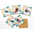 thumbnail image 2 of Inkdotpot Set of 6 Drink Coasters Easy Clean 4-inch SquareCoastersCork Base-Reusable- Birds, 2 of 8