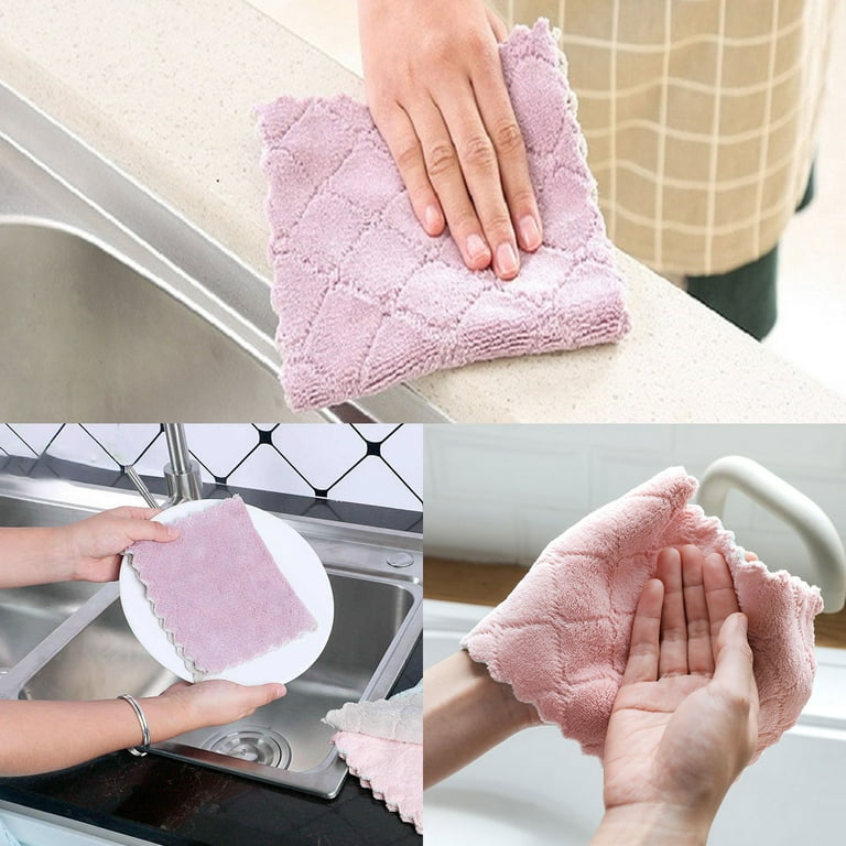 5 PCS Reusable Cleaning Cloths Machine Washable Quick Dry Kitchen Towel  Absorbent Cleaning Cloth For Kitchen