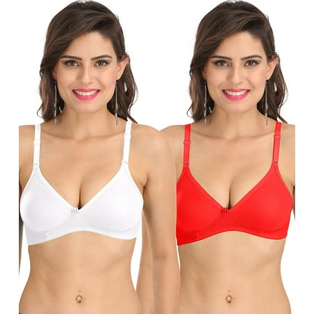 

Ossirrio Women s Everyday Non Padded Non Wired 3/4th Coverage T-Shirt Bra with Free Transparent Strap