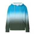 thumbnail image 3 of 2025 Fall Crewneck Hoodies for Womens Fashion Gradient Color Printed Pullover Sweatshirts Drawstring Raglan Hooded Sweaters Winter Long Sleeve Waffle Jacket Outwears Tops with Pocket, 3 of 5