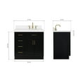 thumbnail image 3 of Ariel Hepburn 37 In. Right Offset Oval Sink Vanity With White Quartz Countertop In Black, 3 of 9