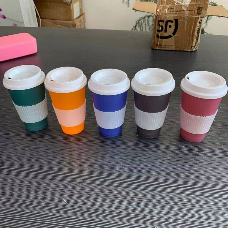 Heat Sensitive Coffee Magic Mugs - 5 Pack Color Changing Cups for Hot  Drinking, 16 oz Reusable Cups with Lids and Silicone Sleeves, Party and  Daily