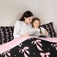 thumbnail image 4 of Homewish Kawaii Bowtie Twin Bedding Sets 7-Piece for Girls,Black White Polka Dots Bedding Comforter Set Microfiber,Dreamy Princess Bow Breathable Sheet Sets,Luxury Bedroom Decor,Reversible, 4 of 8