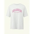 thumbnail image 3 of Los Angeles California Inspired Women Loose Fit Round Neck Casual Letter Graphic Print T-Shirt, 3 of 4