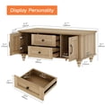 thumbnail image 2 of WAMPAT Farmhouse Coffee Table with 2 Drawers & Double Doors, Wooden Rectangular Living Room Table, Storage Cabinet, Wood Legs, Oak, 2 of 7