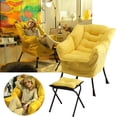 thumbnail image 7 of LUVCMFT Lazy Chair with Ottoman, Modern Accent Chair w/Armrests & Side Pocket, Single Sofa Reading Chair for Bedroom, Living Room, Dorm Rooms, Garden, Yellow, 7 of 7