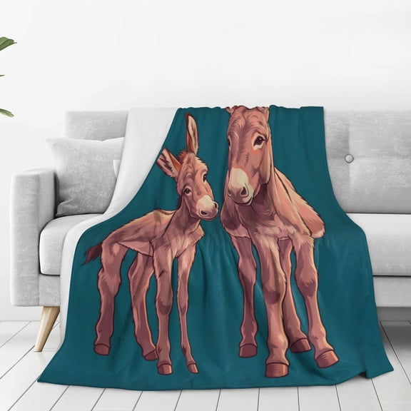 Donkey Blanket, Sofa Decor Cute Farm Animal Throw, Soft Flannel Bedding, Perfect Birthday Gift for Women, Cozy Home Decor 50x40