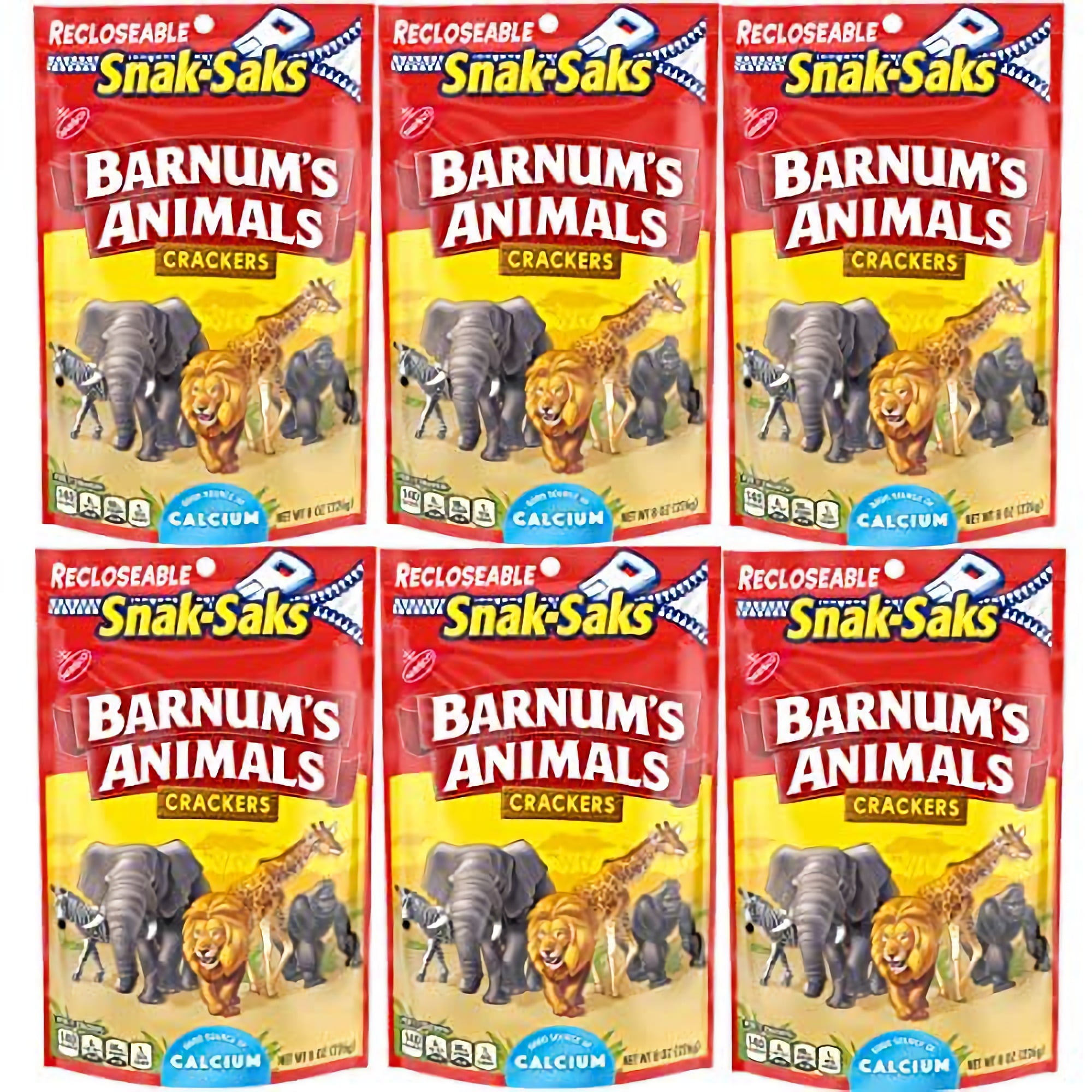 Animal Crackers by Barnum | 8 Ounce Bag (Pack of 6)