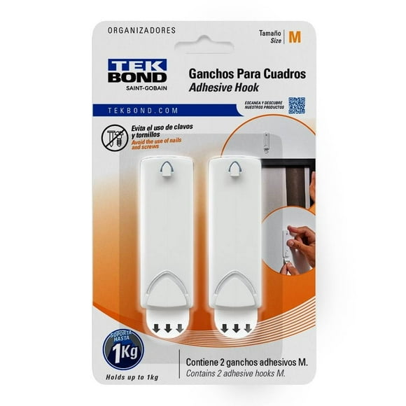 Gancho Adhesivo Tekbond Fija Cuadros M 2pz