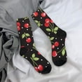 thumbnail image 5 of Hirioo Sweet Red Cherry Pattern Adult Middle Tube Socks Breathable Sock Non-Pilling,Contrasting Color Design, 5 of 6
