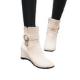 thumbnail image 4 of WEAIXIMIUNG Knee Boots for Men with Zipper Fashion Solid Color Leather Rhinestone Decorative Belt Buckle Wedge Heel Side Zipper Boots, 4 of 9