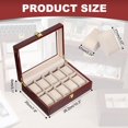 thumbnail image 2 of Caja de almacenamiento para relojes Xcell de 10 ranuras, caja de relojes para hombres con tapa de vidrio, caja de madera para relojes con almohadilla removible, roja, 2 of 7