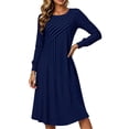 thumbnail image 5 of Omexry Work Dresses for Women Women's Fashion And Leisure Splicing Long Sleeve Round Neck Loose And Comfortable Dress, 5 of 7