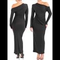 thumbnail image 3 of Vestido de Mujer Otoño Invierno Francés Larga Ajustado Maxi Vestido Formal para Mujer Negro S, 3 of 9