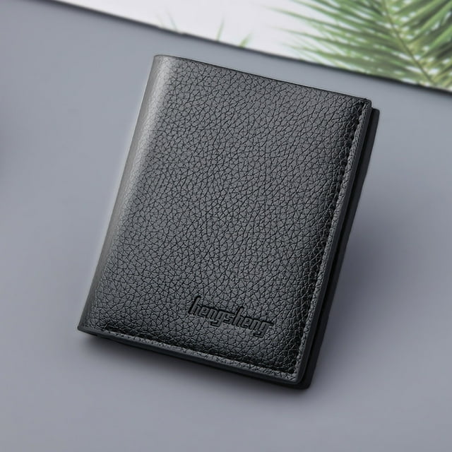 Men's Slim RFID Blocking Wallet - Ultra-Thin Vertical Card Holder | Premium PU Leather & Compact Design