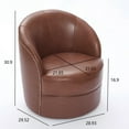 thumbnail image 3 of Noble House Leather Swivel Accent Chair, 360° Spin Mid-Century Modern Lounge Chair for Living Room, Brown, 3 of 6