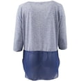 thumbnail image 2 of Plus Size Women's Short Sleeve Striped Chiffon Bottom Fashion Casual T Shirt Top Blue 2X (16.038), 2 of 4