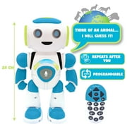 Lexibook - Powerman Jr. Smart Interactive Toy Robot that Reads in the Mind Toy for Kids Dancing Plays Music Animal Quiz STEM Programmable Remote Control Boy Robot Junior Green/Blue - ROB20EN
