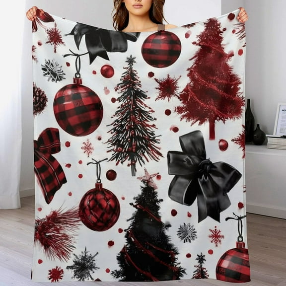 RKSupls Christmas Throw Blanket,Colorful Trees Snowflake Farmhouse Soft Flannel Blanket Gift for Christmas Home Bed Sofa Couch Decor,50x60 in