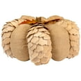 thumbnail image 3 of Northlight Burlap and Wooden Petals Pumpkin Fall Harvest Decoration - 10" - Beige, 3 of 6