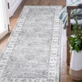 thumbnail image 4 of RUGKING Foldable Runner Rug 2'x6' Vintage Area Rug Non-Slip Rug Gray Floral Print Indoor Rug for Kitchen Bathroom Etryway Bedroom Living Room, 4 of 8