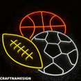 thumbnail image 2 of Craftnamesign Multi Sport Neon Sign, Soccer Ball Shop Wall Art, Basketball Wall Decor, 2 of 4