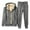 Grey, variant on Men's Casual Two Piece Suit Set with Zipper Pocket Hooded Coat and Drawstring Jogger Pants for Comfortable Warm Wear,Size L