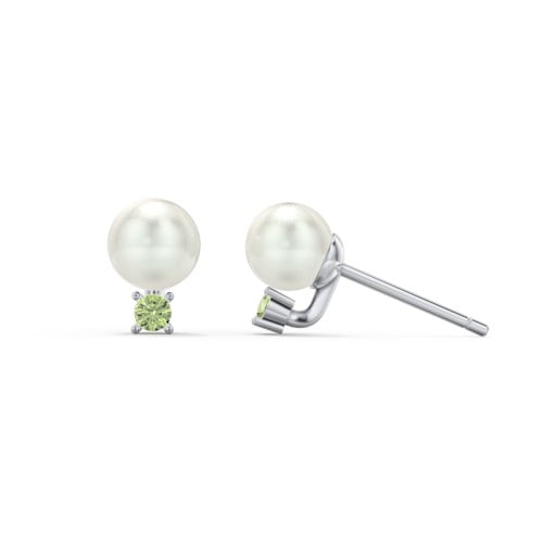 Boucles d'Oreilles Clous en Perles d'Eau Douce avec Pierre de Naissance