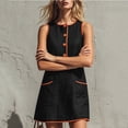 thumbnail image 6 of Women's Casual Solid Color Sleeveless Button Up Dress, Round Neck, 6 of 7