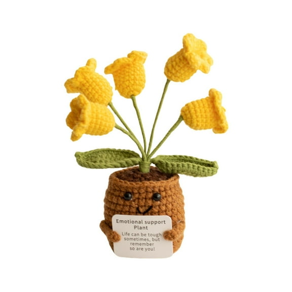 Emotional Support Crochet Positive Tulip Flower Get Well Gifts for Women,Valentines Day Birthday Inspirational Gift for Women,Mental Health Feel Better Thinking of You Gift for Mom Friend Coworker