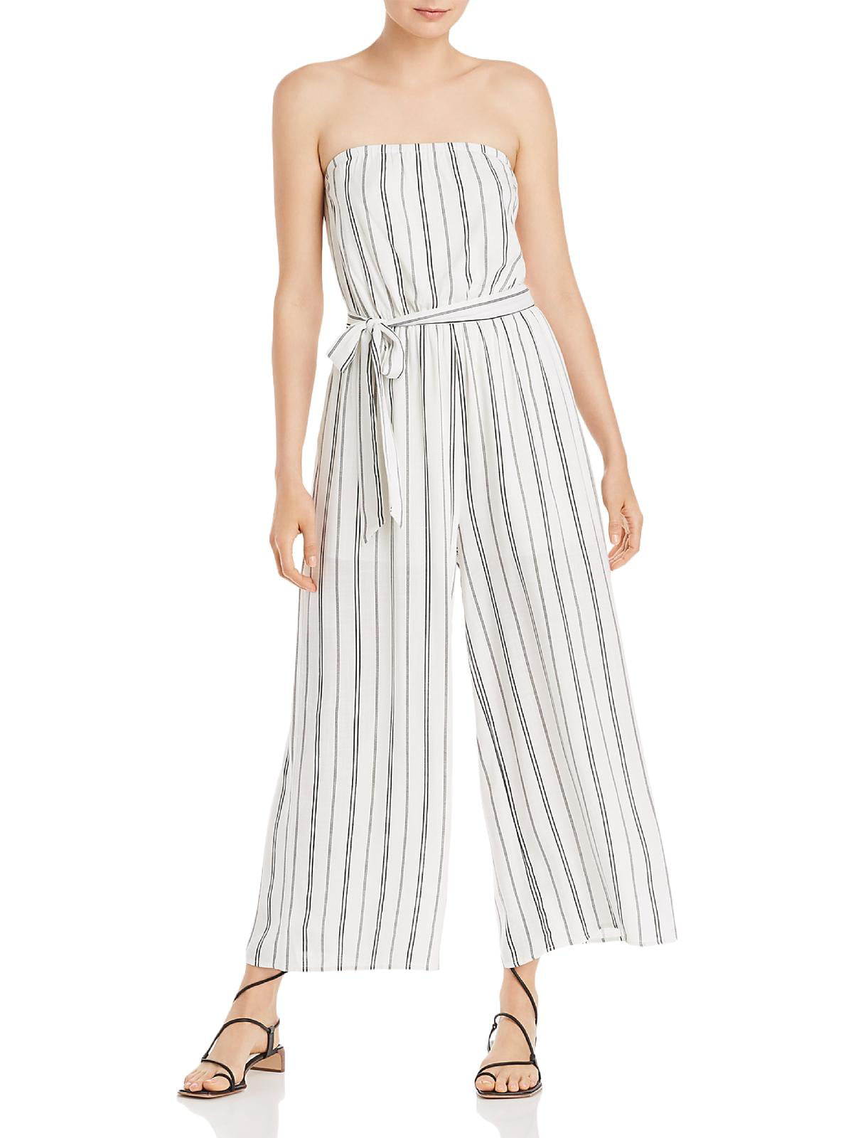 S-Fly Womens Strapless Contrast Color Belted Stylish Striped Jumpsuits Romper 