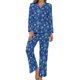 thumbnail image 1 of Pijama de copo de nieve azul con estampado navideño para mujer, ropa de dormir informal con cuello en V, Conjunto de pijama elegante de manga larga de diseño de 2 piezas, 1 of 4