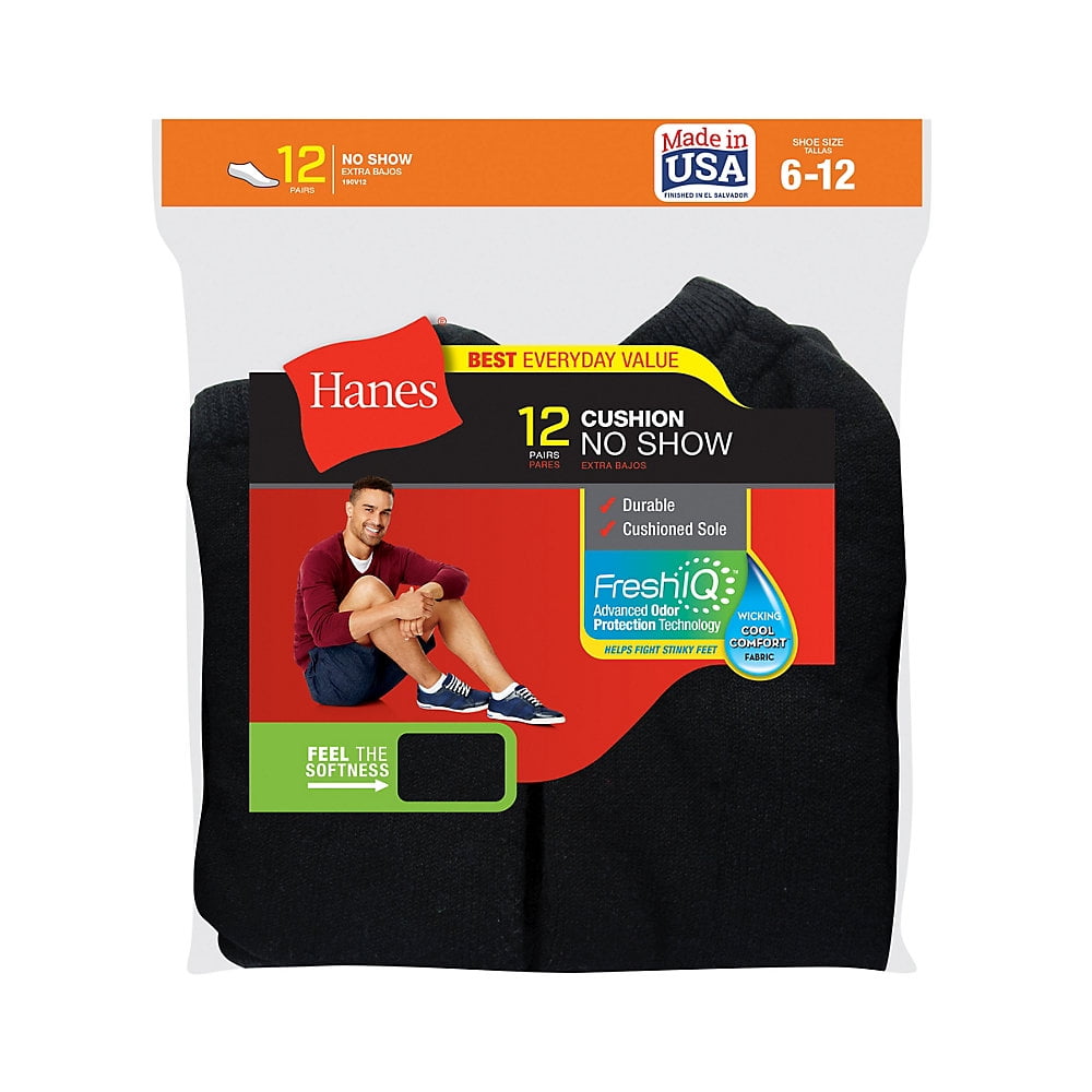 Hanes Men's No-Show Socks 12-Pack - Walmart.com