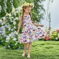 thumbnail image 7 of Nmnitkp Girl Dresses Boho Dress for Girls Floral Dress Tie Back Flutter Sleeves Casual Summer Dress Pink,9 Years, 7 of 7
