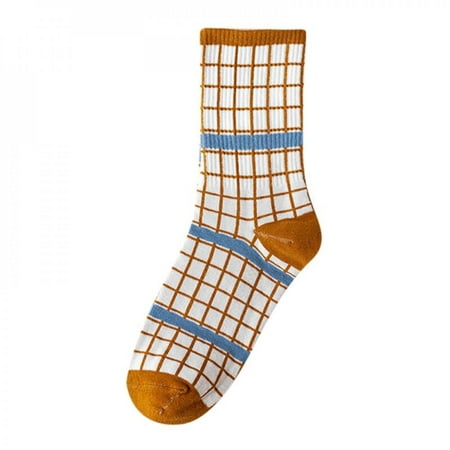 

Velocity Fashion Trend Small Square Lattice Ins Tube Thin Section Ins Trend Version Japanese Cute All-match Socks